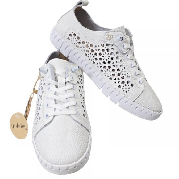 yokono Shoes - Yokono Women's White Perforated Sneakers